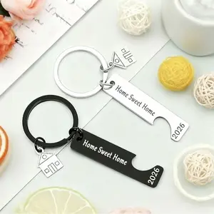 Home Sweet Home 2026 Keychain with House Charm Stainless Steel Key Ring Fashion Accessory for Men Women Daily Wear Gift for Friends Family Birthday Anniversary Holiday All Occasions