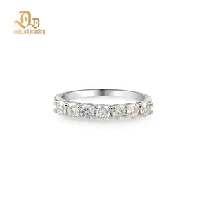 Delzzad 0.7ct Eternity Ring D Color Colorful Round Synthetic Moissanite S925 Ring Band Engagement Anniversary Wedding Valentine's Day Christmas Gift For Women
