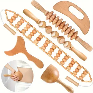 Wooden Massage Tools - 6pcs Full Body Massager, Hand, Leg, Shoulder, Neck & Facial Massage Tools, Multi-Functional Comfort
