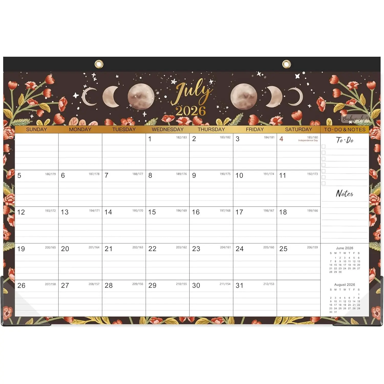 Desk Calendar 2026-2027 - Desk/Wall Calendar, JUL 2026 - Dec 2027, Desk Calendar 2026-2027, 16.8" x 12", Thick Paper with Corner Protectors, Large Ruled Blocks - The Moon