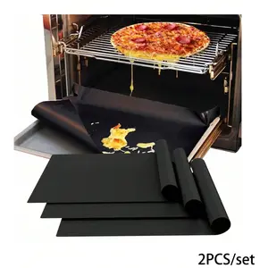 2pcs/set Oven Liners, Thick Heat Resistant Non-Stick. Waterproof, Leakproof, Easy To Clean Baking Mat/Gas Stove Bottom Protector/BBQ Mat. Suitable For Home Cooking, Baking, Dessert Making, Outdoor Grilling, Camping Parties. Durable Oven Liner, Gril