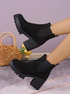 women's fashionable solid chelsea boots, fall casual comfortable ankle boots for daily wear, female all-match trendy shoes for fall & winter, girl walking shoes, winter outfits 2025 valentine's day, gift for her boots for women