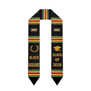 Graduation Stole 2026 – Kente Graduation Stole for Black Women Men, African Graduation Sash with Crown Design