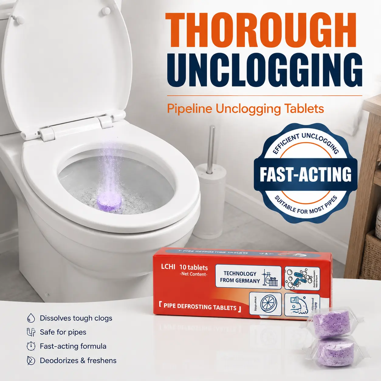 3-Day Limited Free Gifts - Bathroom Drain Unclogger Foam Cleaner, Clears Hair Clogs In Bathtubs, Washbasins, Shower Drains & Toilets, Dissolve Sludge, PVC Pipe Safe