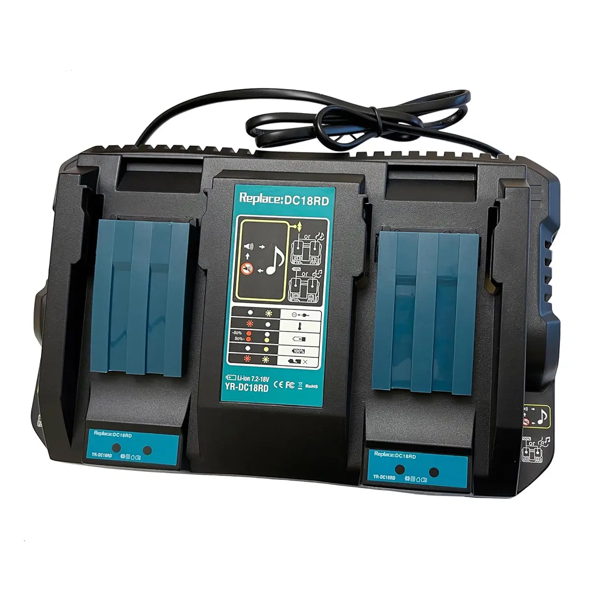 18V DC18RD Dual-Port Fast Charging Power Tool Accessory for Makita 14.4V-18V LXT Lithium-Ion Batteries BL1415, BL1430, BL1830, BL1840, BL1850, BL1850B, BL1860B, BL1860, BL1815, Accessories