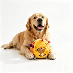 Durable dog Plush Squeaky  Soccer Ball - Soft Fabric Pet toys with Colorful Tags for Boredom Relief, Teeth Grinding, Small to Large