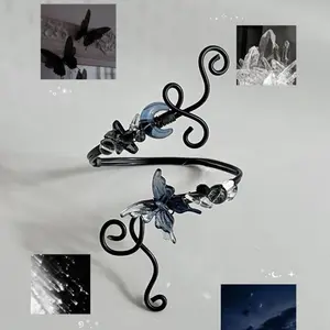 Aesthetic Dark Moon Arm Cuff Handmade Fairycore for Summer Jewelry Aesthetic Fairycore Arm Jewelry