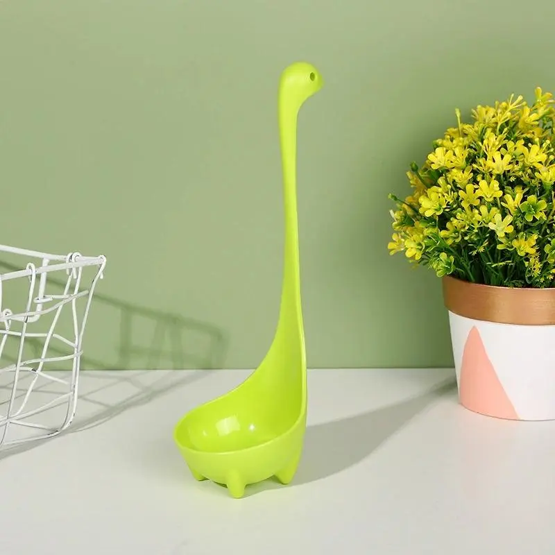 Dinosaur Design Long Handle Standing Spoon, 1 Count Creative Dinosaur Shaped Solid Color Soup Spoon, Kitchen Utensil For Home Kitchen