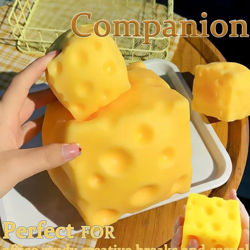 Squashy Cheese Block Yellow, moldable fidget ToywithSqueeze Feature, Ideal for Play and RelaxationReboundingSensory Toy Helps Relax & Focus, SensoryCheese for Kids& Adults, TPR Material