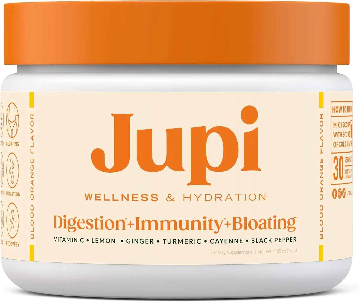 Hydration & Wellness Powder – Turmeric & Ginger shots, Vitamin C Supplement for Energy, Immune Support & Digestive Health – Vegan, Gluten-Free Drink Mix for Men & Women, Citrus Flavor 30 servings