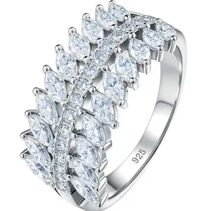 Heinlov Marquise Moissanite Wedding Bands for Women 925 Sterling Silver D Color VVS1 Eternity Ring Stackable Size 5-10