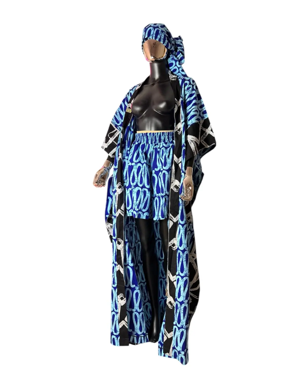 Ankara Kimono Dress Set: 3-Piece African Print Versatile Styling Womenswear Aesthetics