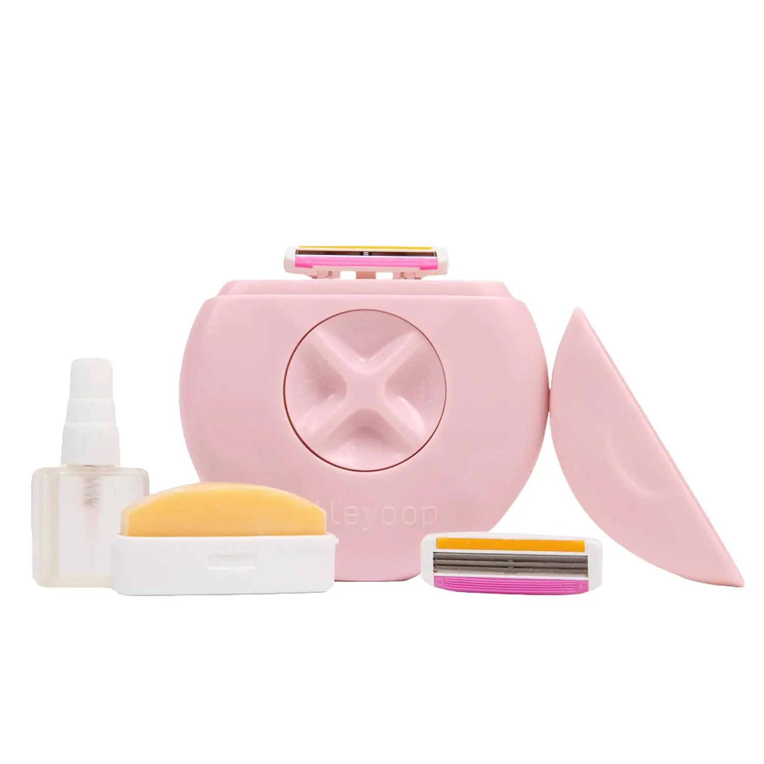 Women's Compact Cartridge Razor - Portable Mini 3-Blade Shaver for Frequent Travelers & Daily Use, Skin-Friendly with Moisturizing Bar & Refillable Spray Bottle (Blush Pink), Clean & Close Shave, Gentle For Skin Types