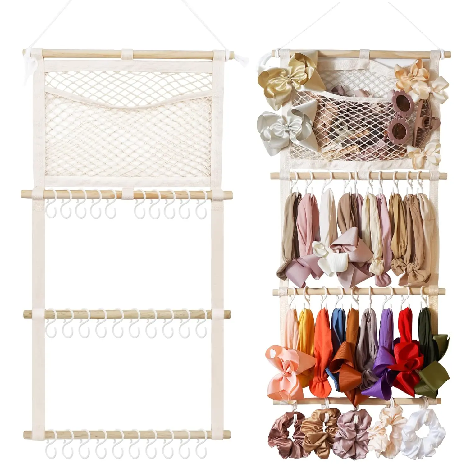 kangaroo Headband Holder Hair Bows Organizer for Baby Girls Nursery Decor | Large Capacity | Wall Hanging-15"L x 30"H | Easy to Grab | Nursery Essentials | Baby's bows&headbands Organizer
