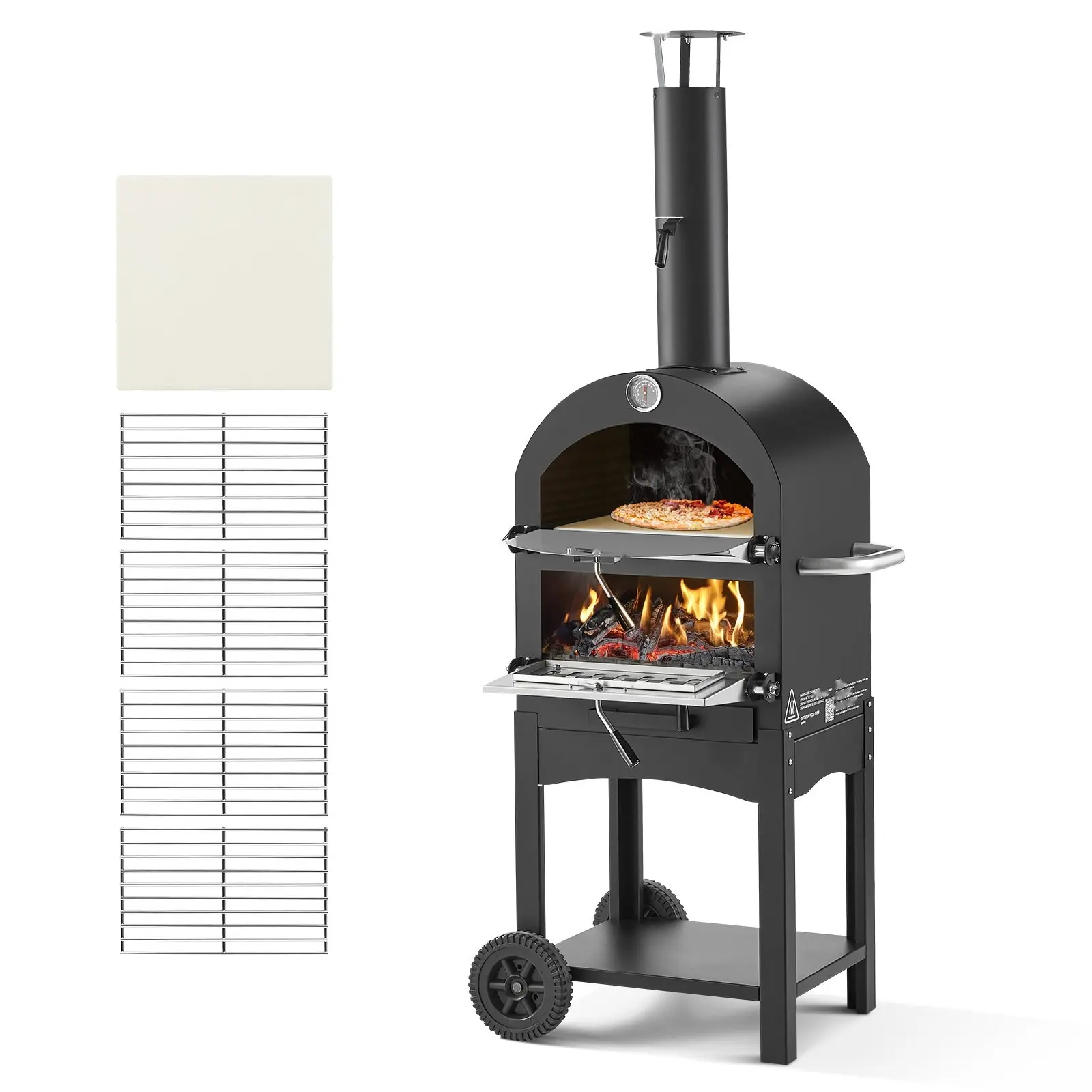 12-Inch Outdoor Portable Wood Pellet Pizza Oven For Camping And Backyard Cooking, Wood Pellet Fueled, Even Heat For Crispy Crust, Durable Steel Construction With Weather Resistant Exterior, Easy Assembly And Lightweight For Travel