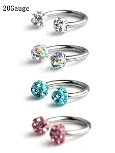 20Gauge Sparkling Crystal Tiny Horseshoe Nose Ring, Septum Rings Cartilage Earrings Tragus Helix Piercing Jewelry Lip Rings Eyebrow Piercing Hypoallergenic Stainless Steel 8mm 10mm Body Jewelry