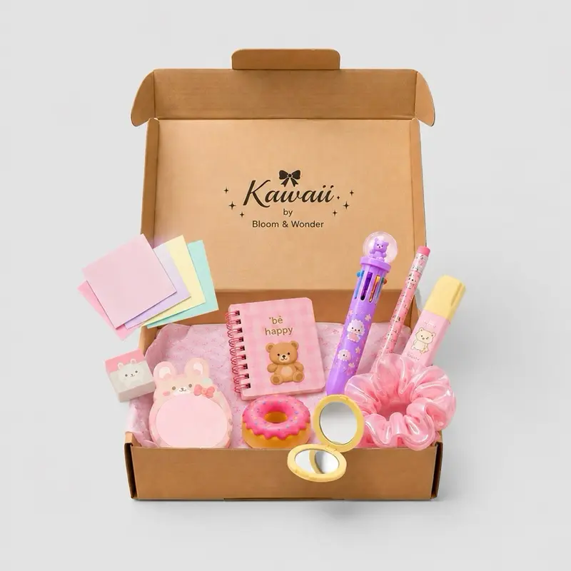 Kawaii Stationery Gift Box | 15–18+ Curated Stationery & Cute Accessories | Perfect Gift or Personal Treat