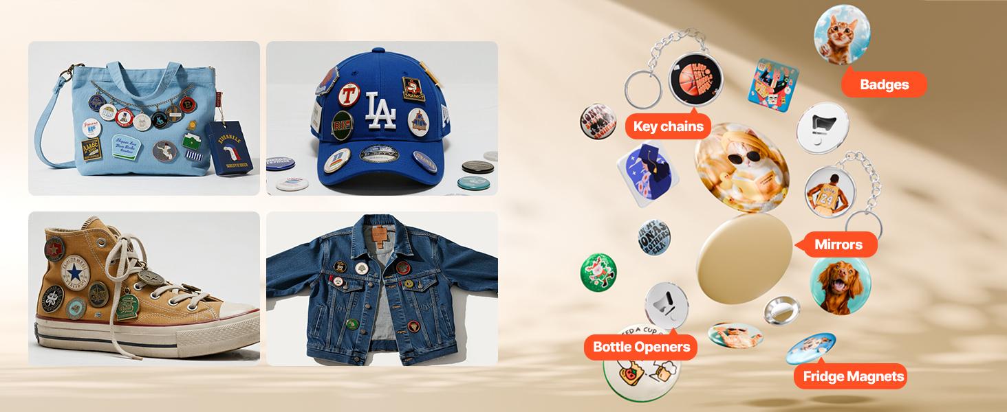 VEVOR Button Maker Machine, 1.26 in, Plastic Pin Maker with 500pcs Button Parts, Mr. Panda Magic Book, Circle Cutter and Hex Wrenches, Reinforced Ergonomic Handle, for DIY Badges, Personalized Pins