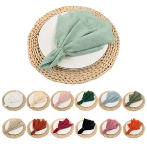 24/30/36 Pcs Handmade Cloth Napkins with Fringe Beige, 16x16 Inches Delicate Rustic Cotton Napkins Bulk ,Natural Soft Rustic Cotton Dinner Napkins with Fringe for Wedding/Dinner/Party Event Table Decoration