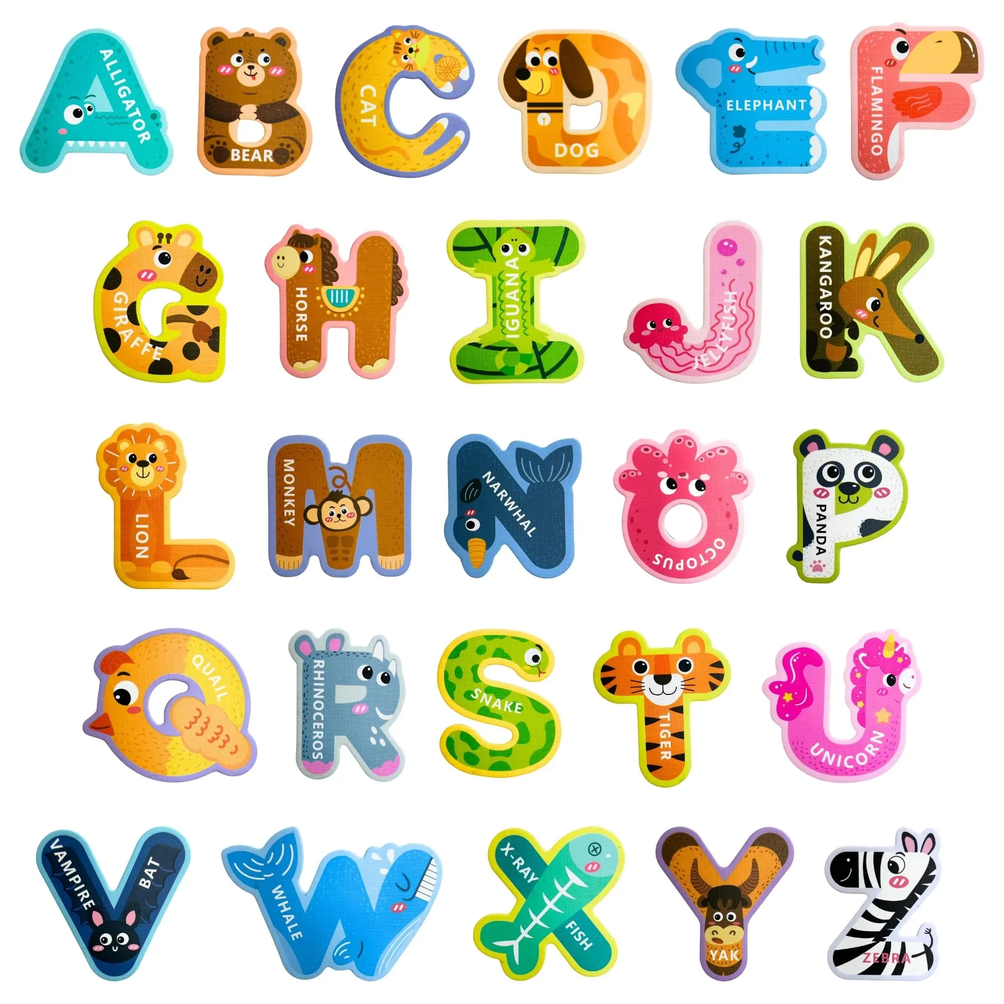 Colorful Animal Design Magnetic Uppercase Alphabet Letters - Preschool Learning Tool, Visual Learning Tools, 3-5 Toddler Learning Materials, Thickened Cardboard Feels Sturdy, Strong Magnets Stay Put on Metal, Whiteboard Ready Home Decor Stickers