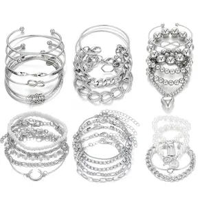 Maximize Your Stack: 6-Pack Boho Bracelet Sets (24 Total), 14K Gold Plated Adjustable Cuffs & Chains for Women,Mix & Match Layered Jewelry