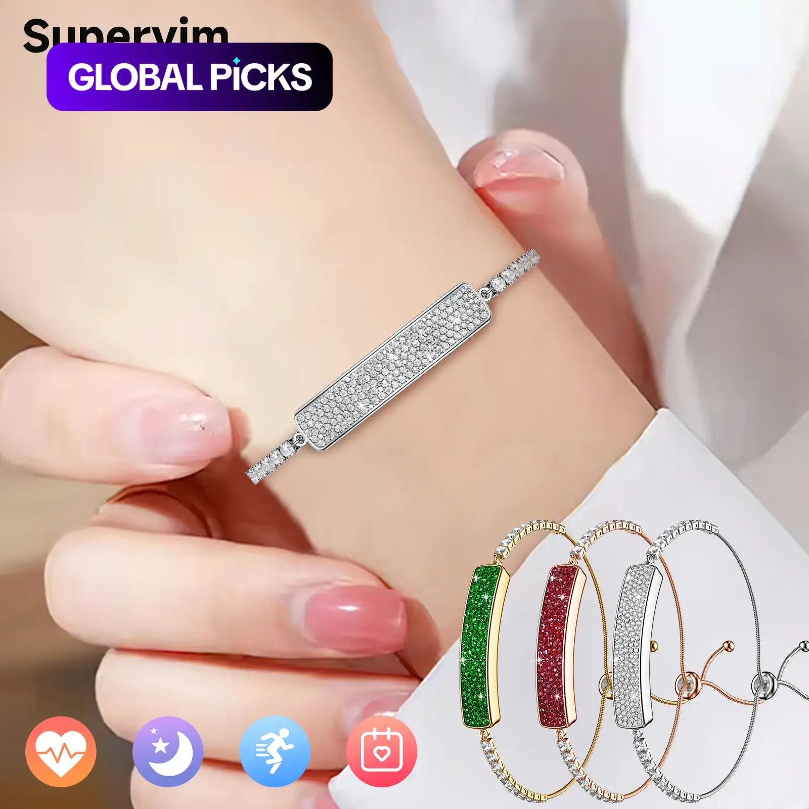 Smart Fashion Bracelet, Wearable Fitness Bracelet, Wearable Fitness Trackers, Activity & Fitness Tracker with Sleep Tracking, Remote Camera Control & Pedometer, Wireless Health Bracelet for Men & Women #GLOBAL PICKS
