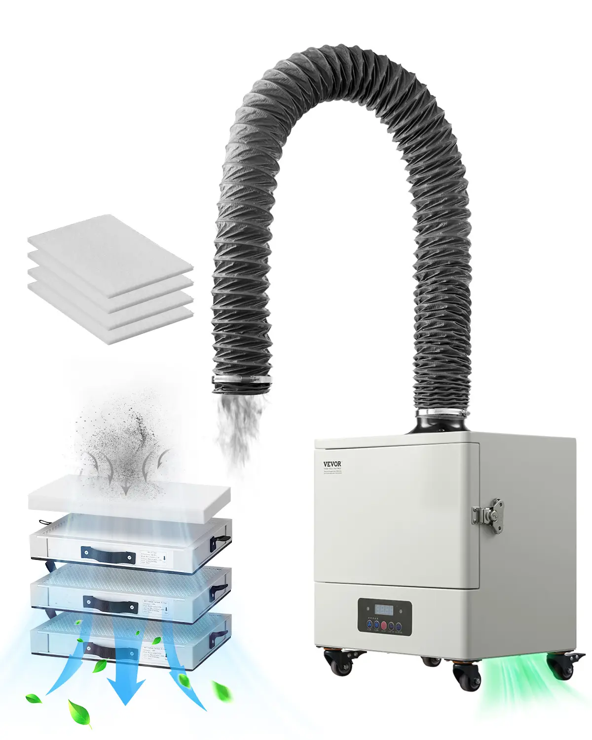 【summerfinds】VEVOR Solder Fume Extractor, 459 m³/h Strong Suction Soldering Smoke Absorber with 280W Brushless Motor, 4-Stage Filters, 10-Speed & Remote Control Smoke Purifier for Soldering, Engraving, DIY Welding