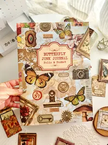 DIY Butterfly Junk Journal Kit Complete Set with 3 Books 10 Pockets Vintage Ephemera for Scrapbooking Valentine's Crafts Ideal for Creative Projects