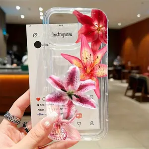 Transparent Phone Case with Lotus Flower Pattern, Comfortable Touch, Effective Protection Against Bumps and Drops, Fits iPhone 17 Series