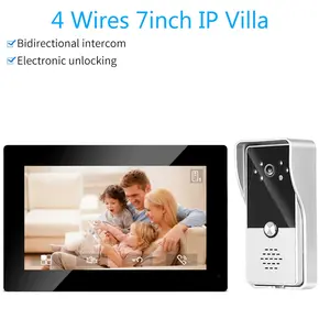 7 Inch Video Intercom Kit Doorphone Touch Screen with Wired Camera Doorbell 700TVL RFID Card Swipe Unlock Monitor Home Security System for Home Villa