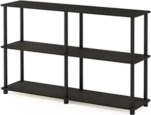 Turn-N-Tube 3-Tier Double Size Storage Display Rack – Espresso/Black, Plastic Poles, 2 x 2 Design