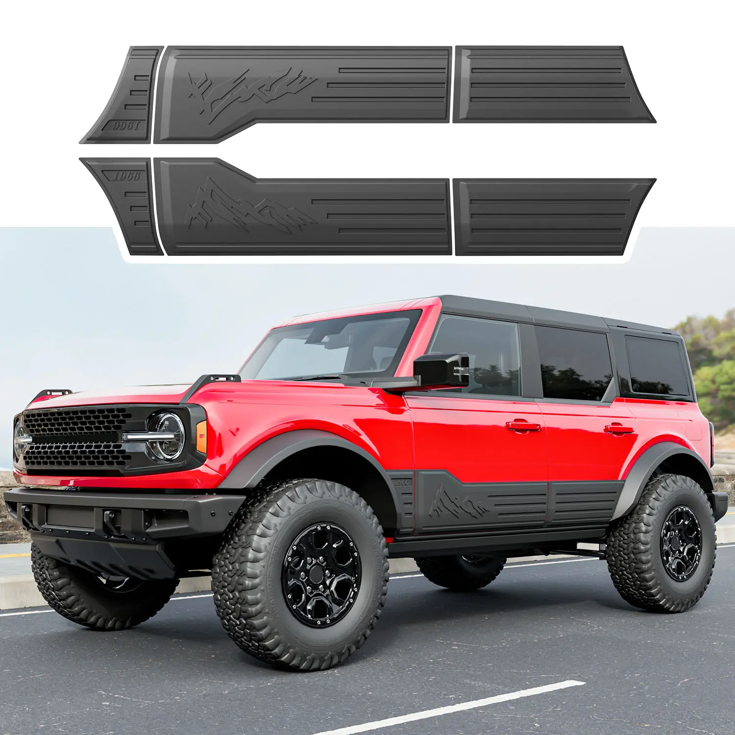[Fits 21-26 Bronco] Door Molding Trim Compatible with Ford Side Door Protector PP Body Side Molding Trim Replacement for 2021-2026 Ford Bronco Accessories