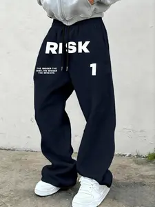 Men's Oversized Geometric Graphic Sweatpants - RISK Print Streetwear Trend | Comfortable Baggy Fit for Daily, Y2K Aesthetic - 2025 Wardrobe Essential! #MensStreetwear #OversizedPants #GraphicFashion #Y2KStyle 🛍️