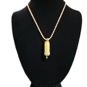 Copper-Wrapped Bullet Pendant with Crystal Bead – Tiger’s Eye, Hematite, or Bloodstone – 24” Copper Ball Chain