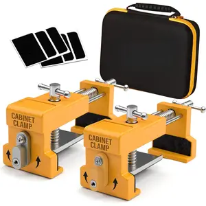Premium Cabinet Clamps 2 Pack with Protective Case, Solid Cast Steel Construction, Integrated Drill Guide with EVA Pads, Face Frame Alignment Tool Clamp  Cabinet Installation & Woodworking