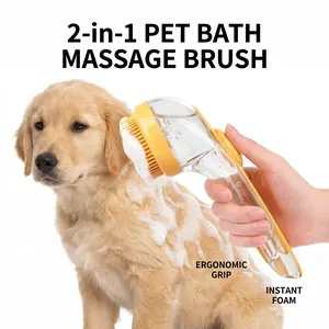 2-in-1 Pet Bath Brush & Shampoo Dispenser | Silicone Dog Grooming Massage Scrubber