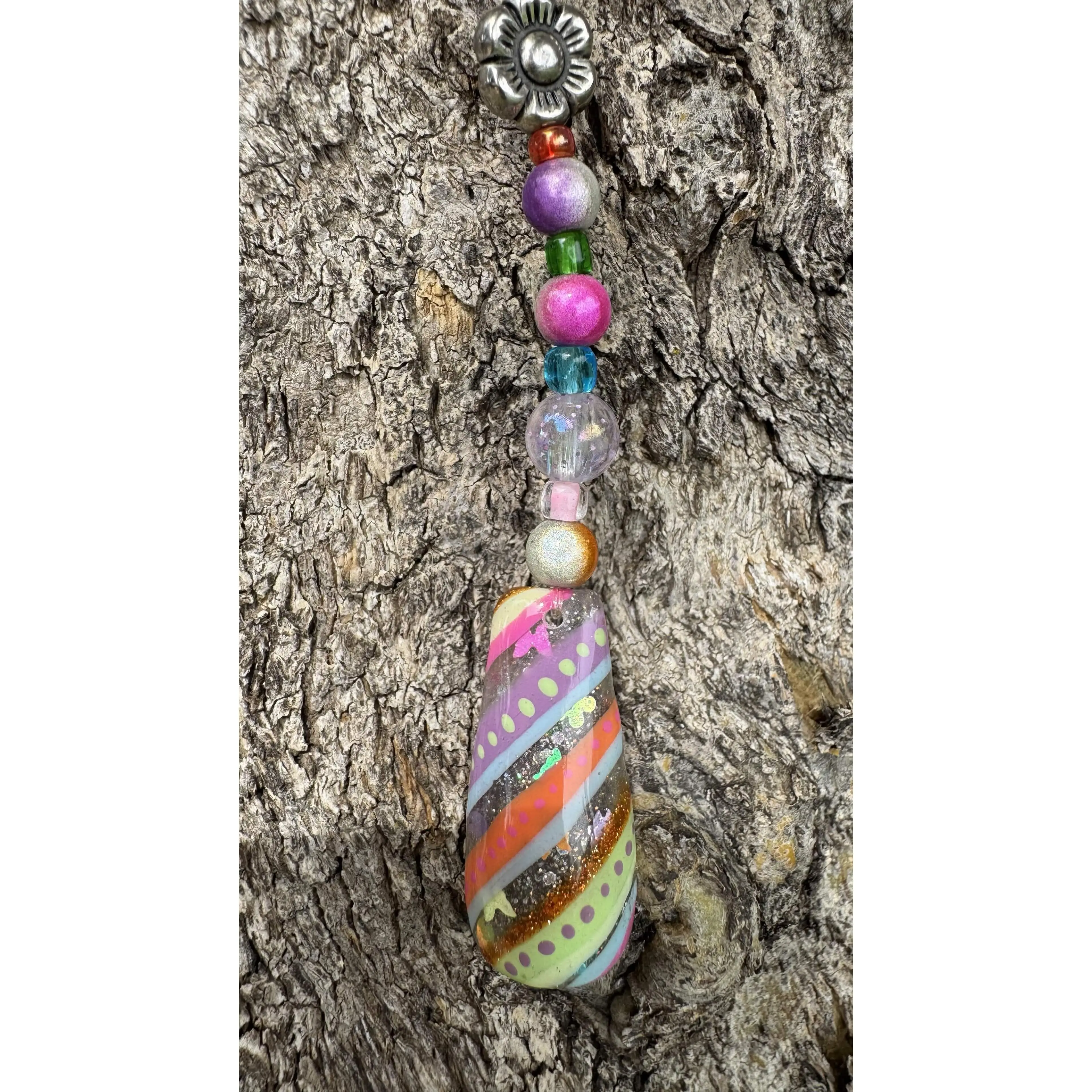 Easter Egg Pattern Nail Art Keychain