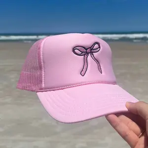 Coquette Pink Bow Trendy Foam Trucker Hat