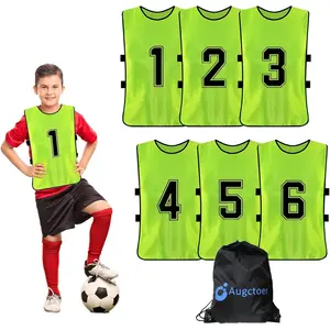 Numbered Soccer Pinnies Training Vests, Scrimmage Team Practice Bibs for Adult & Youth, 6-Pack