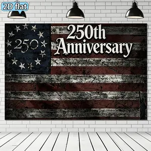 1pc 250th Anniversary Retro Distressed Flag Banner Tapestry, Horizontal Vintage Red & White Cloth Background Decor for Celebration Parties, Classic Wall Hanging for 250 Year Events