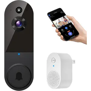 WiFi Video Doorbell Camera Wireless, Battery Powered, AI Human Detection, 2.4G WiFi, Cloud Storage, Indoor Outdoor Surveillance (Black)