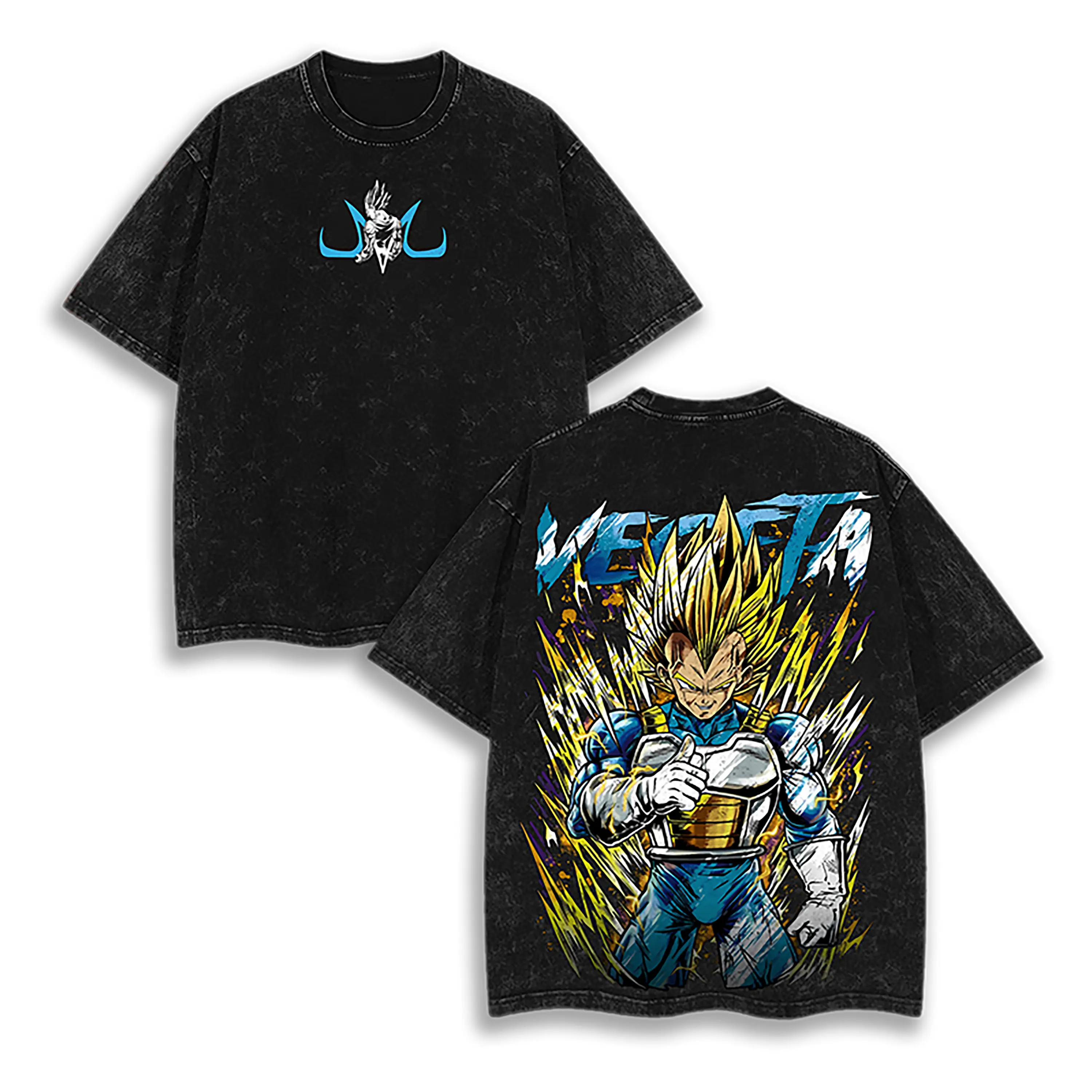 Majin Vegeta Acid Wash Tee | DBZ Anime Streetwear | Men's Oversized Vintage Graphic Shirt | Prince of All Saiyans Y2K Apparel
