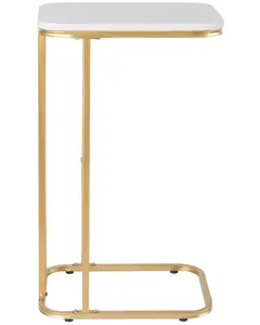 KJGKK C Shaped End Table, 26.6 inches High Small Side Table for Couch Sofa Bed, Tall Tv Tray Table for Living Room, Bedroom, Metal Frame standing desk portable  table white durable tables & desks