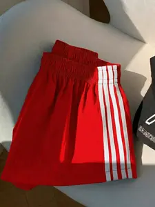 Solid Color Fashion Shorts, Relaxed Fit, Perfect for Summer Wear, Side Stripe Design, Youthful and Energetic, Ideal for Casual Clothes