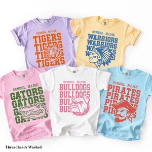 Comfort Colors Personalize University Mascot Text T-Shirt, Custom Name Gifts For Back To School, Team Mascot Shirt, School Logo Tee Top Womenswear Gift for Her