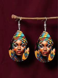 African Girl Teardrop Earring - Vibrant Colors & Cultural Flair - Lightweight & Comfortable - Perfect Accessory for Any Occasion
