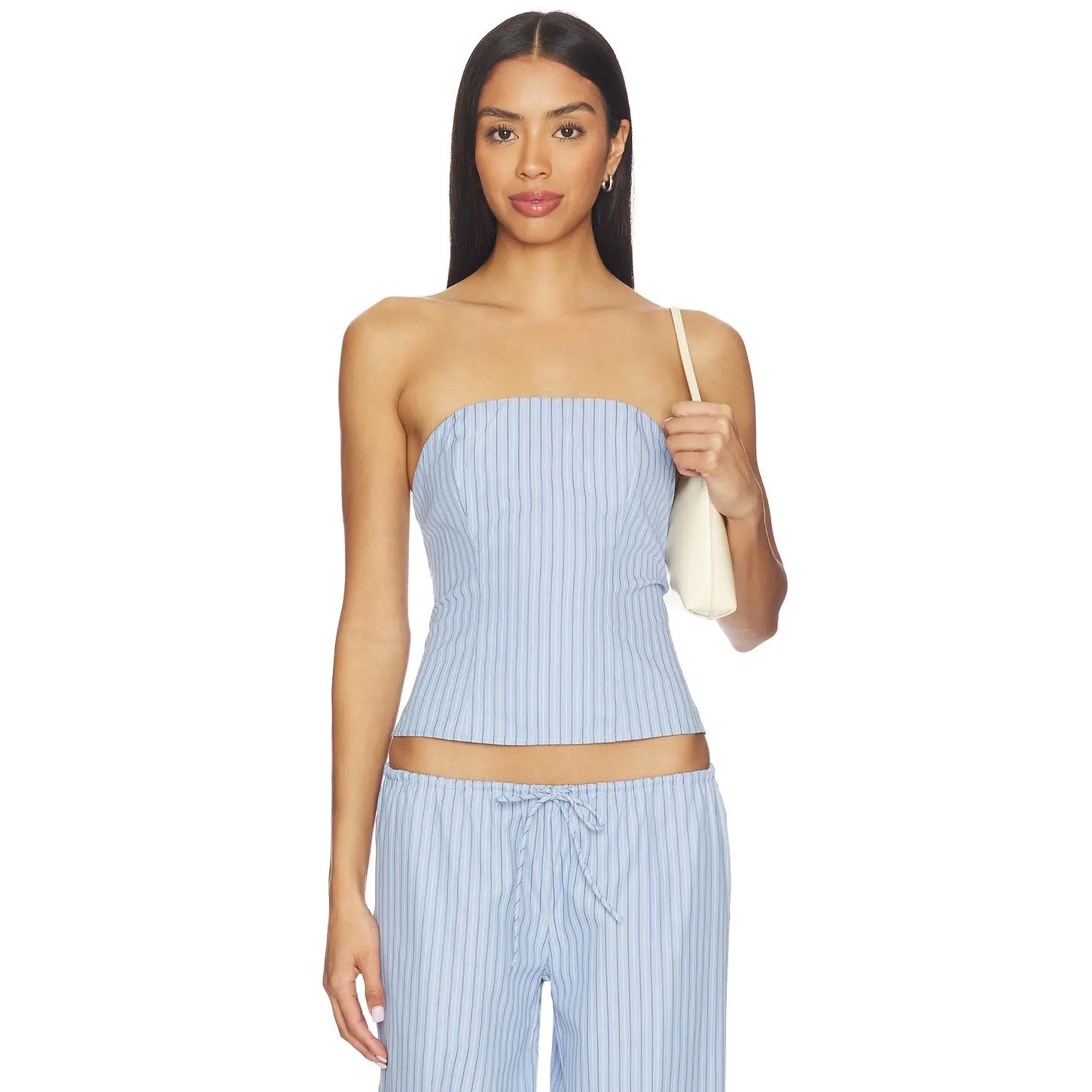MORE TO COME Lyrica Strapless Top in Blue Stripe