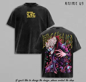 Dandadan Okarun x Ken Takakura Washed Tee | Vintage Anime Streetwear Inspired by the Paranormal Duo | Bold Ghost Battle Graphic | Oversized Grunge T-Shirt for Manga & Otaku Fans