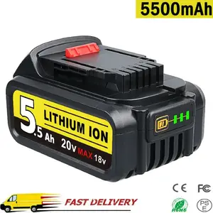 20V 5.5Ah Replacement for 20V Lithium-ion Battery DCB207 DCB206 DCB205 DCB204 DCB203 DCB201 Compatible with Dewalt Batteries and 20 Volt Cordless Tools