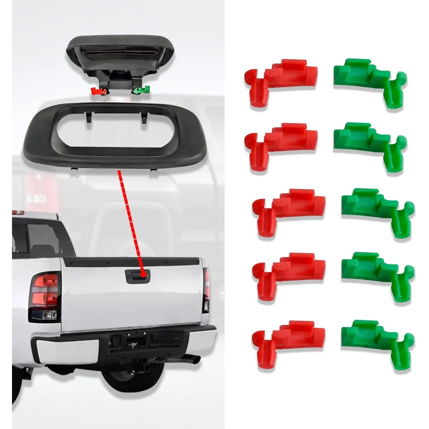 5-Pair Nylon Tailgate Handle Rod Clips - Anti-Corrosive Left & Right Door Lock Clamps, Car Accessory, Vehicle Hardware, Fit for Chevy Silverado, GMC Sierra 1500, Withstand High Pressure & Impact, 88981031/88981030 Truck Replacement Tools
